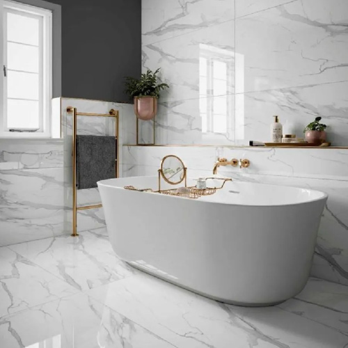 Room with Porcelain Marble Tile Purity White Polished Flooring