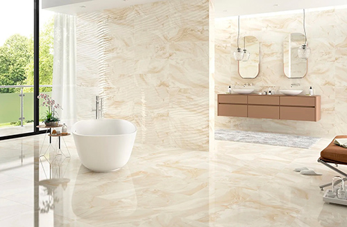 Bathroom with Porcelain Marble Tiles Diva Cream